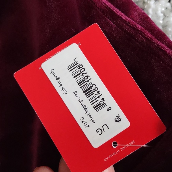 NWT Spanx Large Rich Burgundy Velvet Leggings - Picture 4 of 16